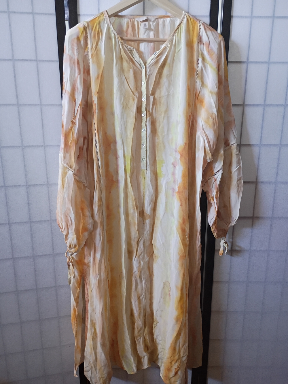 H&M Sheer Light Peach & Cream Viscose Cover-up/Dress